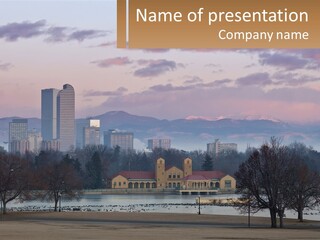 A Picture Of A City With Mountains In The Background PowerPoint Template