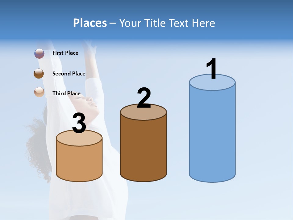 A Woman In A White Shirt Is Reaching Up To The Sky PowerPoint Template