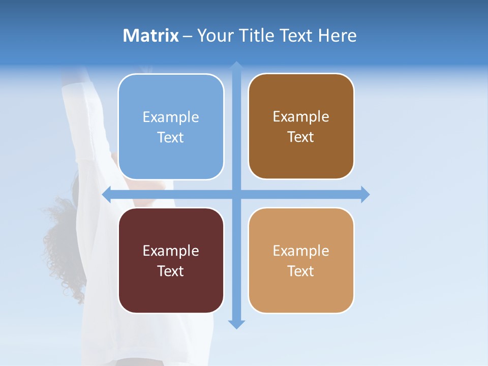 A Woman In A White Shirt Is Reaching Up To The Sky PowerPoint Template