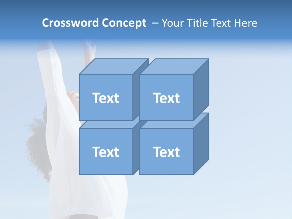 A Woman In A White Shirt Is Reaching Up To The Sky PowerPoint Template