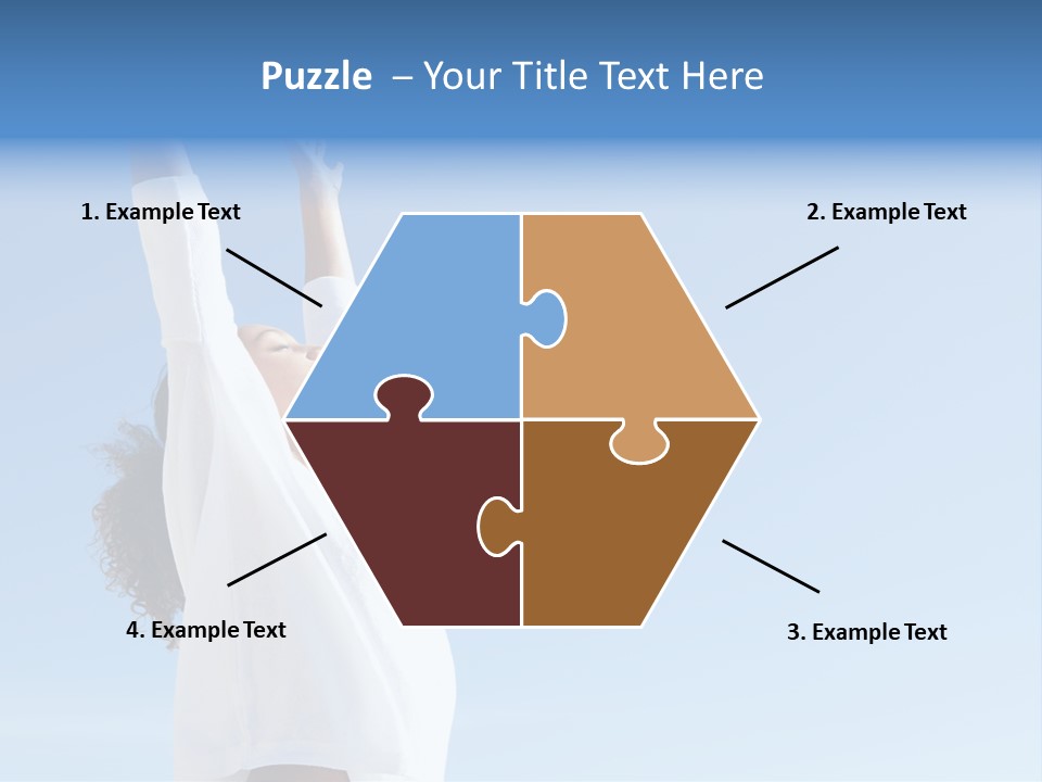 A Woman In A White Shirt Is Reaching Up To The Sky PowerPoint Template