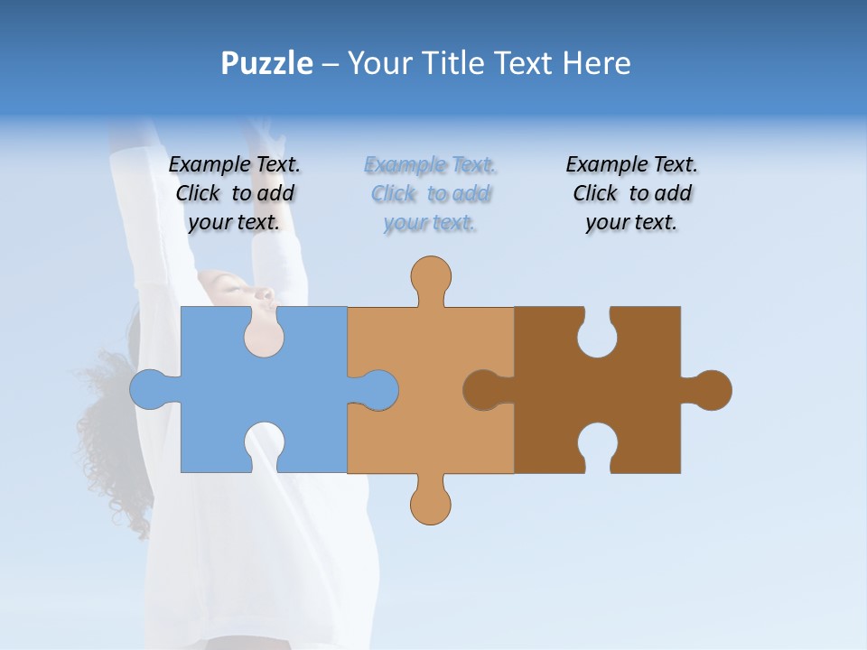 A Woman In A White Shirt Is Reaching Up To The Sky PowerPoint Template