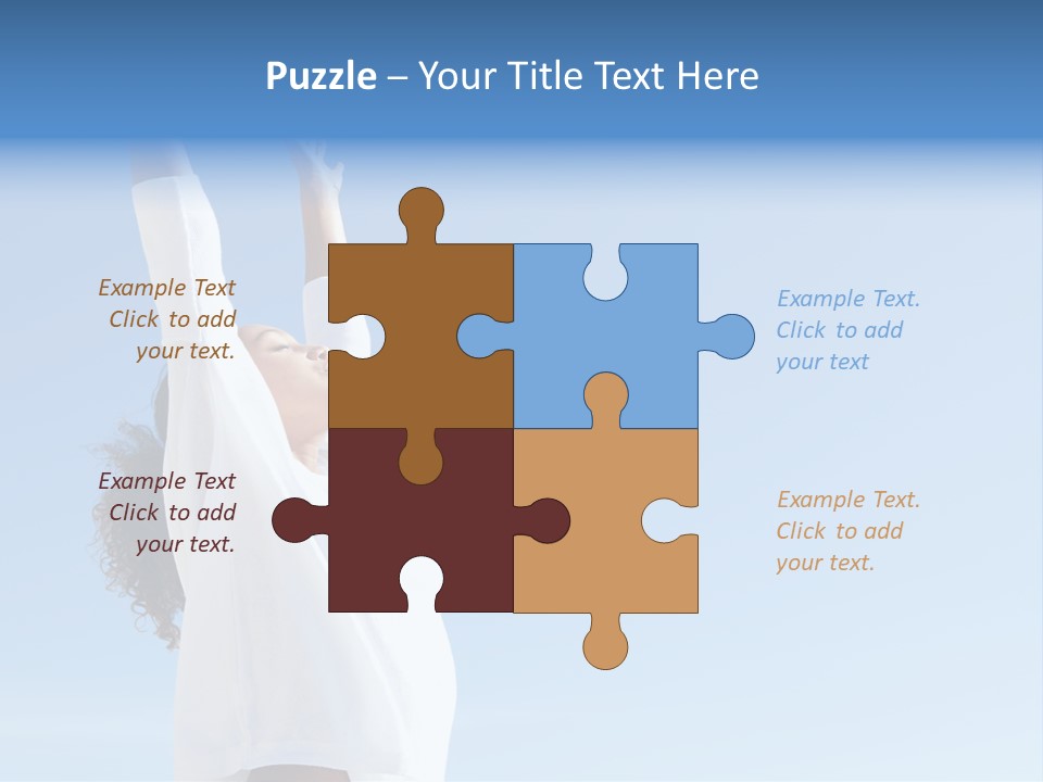 A Woman In A White Shirt Is Reaching Up To The Sky PowerPoint Template