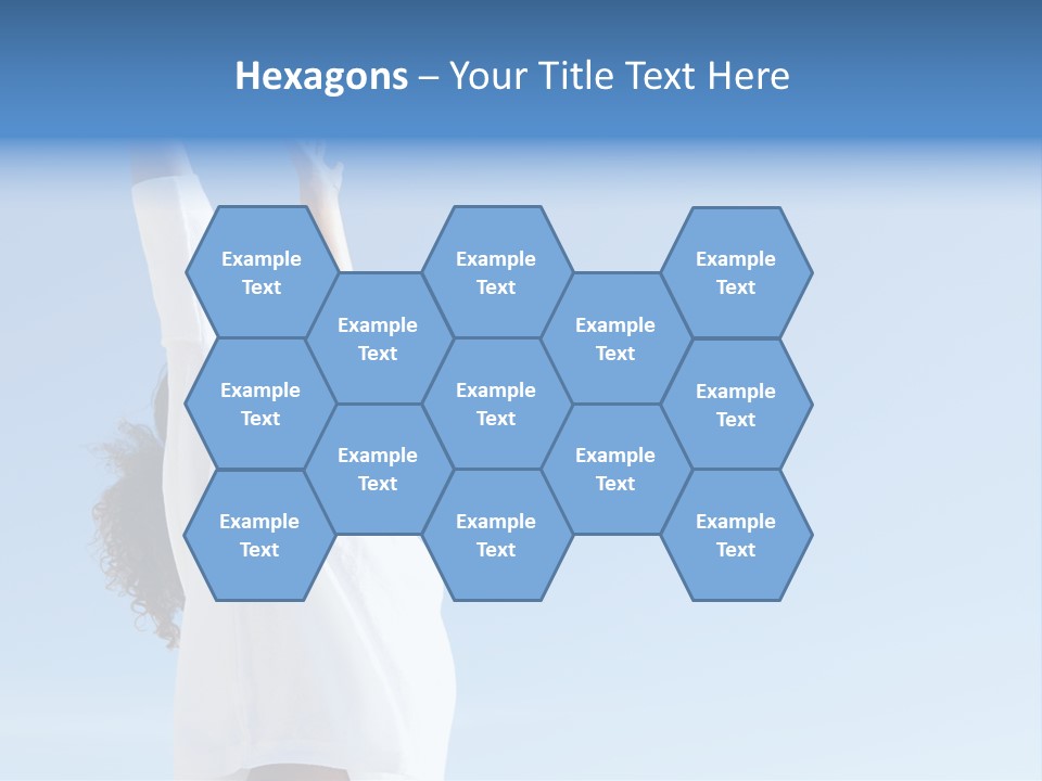 A Woman In A White Shirt Is Reaching Up To The Sky PowerPoint Template