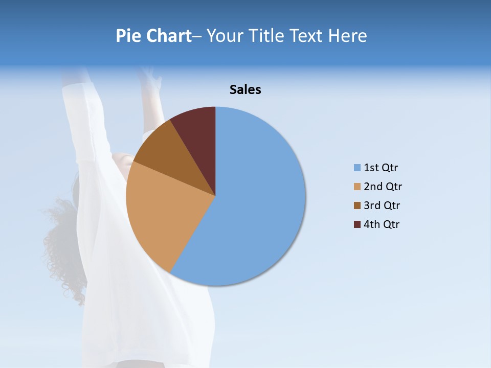 A Woman In A White Shirt Is Reaching Up To The Sky PowerPoint Template