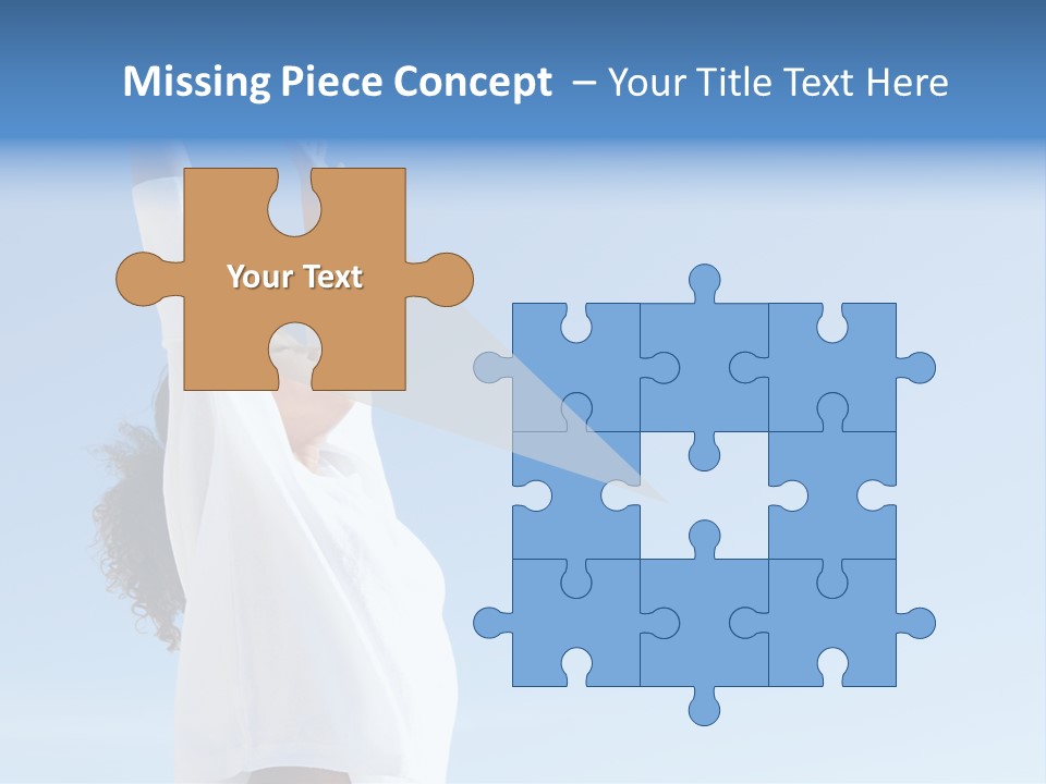 A Woman In A White Shirt Is Reaching Up To The Sky PowerPoint Template