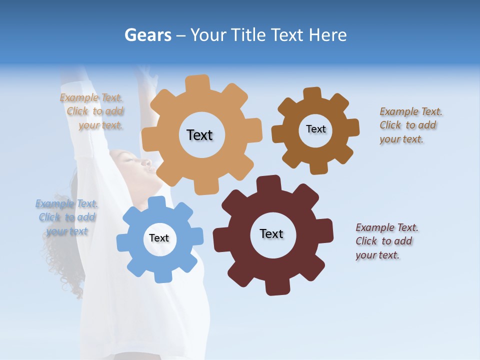 A Woman In A White Shirt Is Reaching Up To The Sky PowerPoint Template