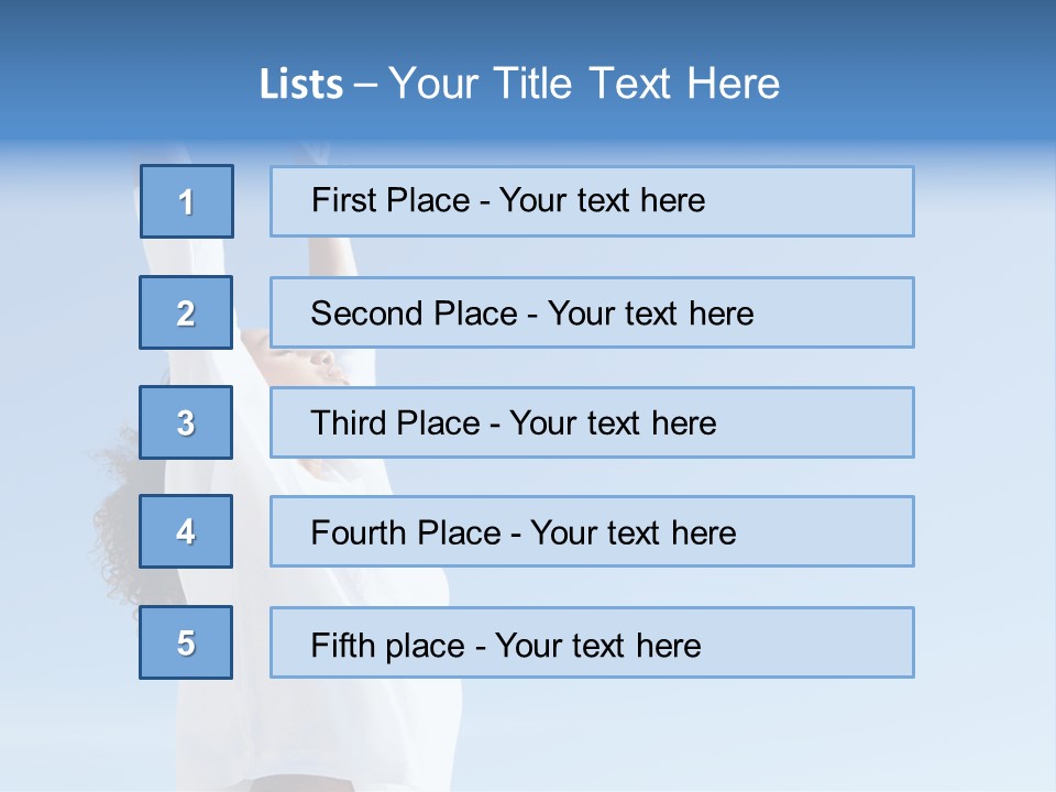 A Woman In A White Shirt Is Reaching Up To The Sky PowerPoint Template