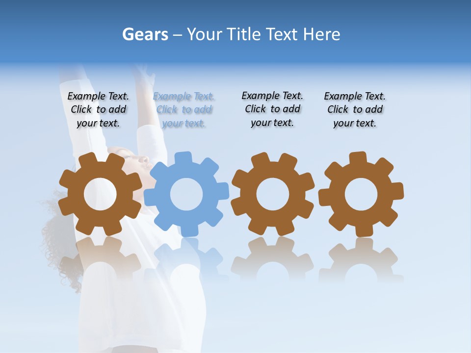 A Woman In A White Shirt Is Reaching Up To The Sky PowerPoint Template