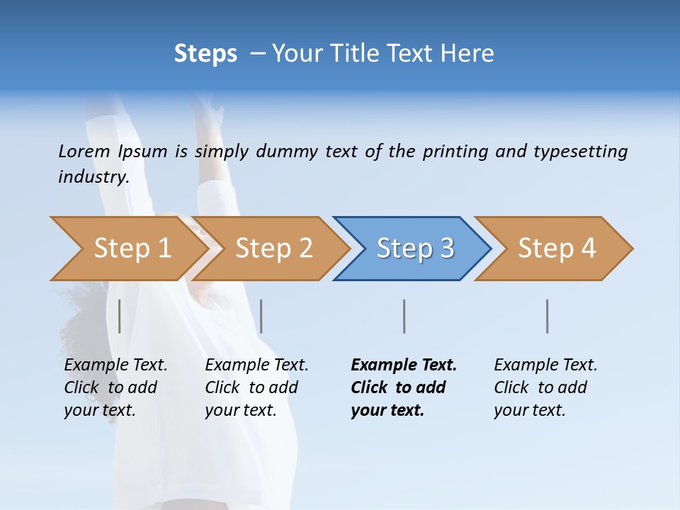 A Woman In A White Shirt Is Reaching Up To The Sky PowerPoint Template