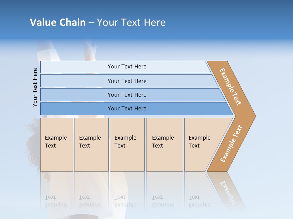 A Woman In A White Shirt Is Reaching Up To The Sky PowerPoint Template