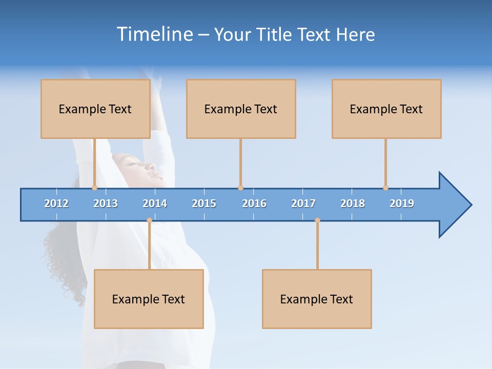 A Woman In A White Shirt Is Reaching Up To The Sky PowerPoint Template