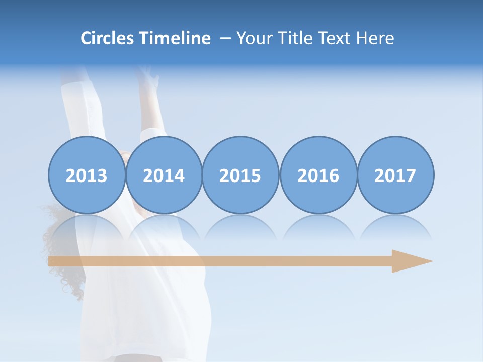 A Woman In A White Shirt Is Reaching Up To The Sky PowerPoint Template