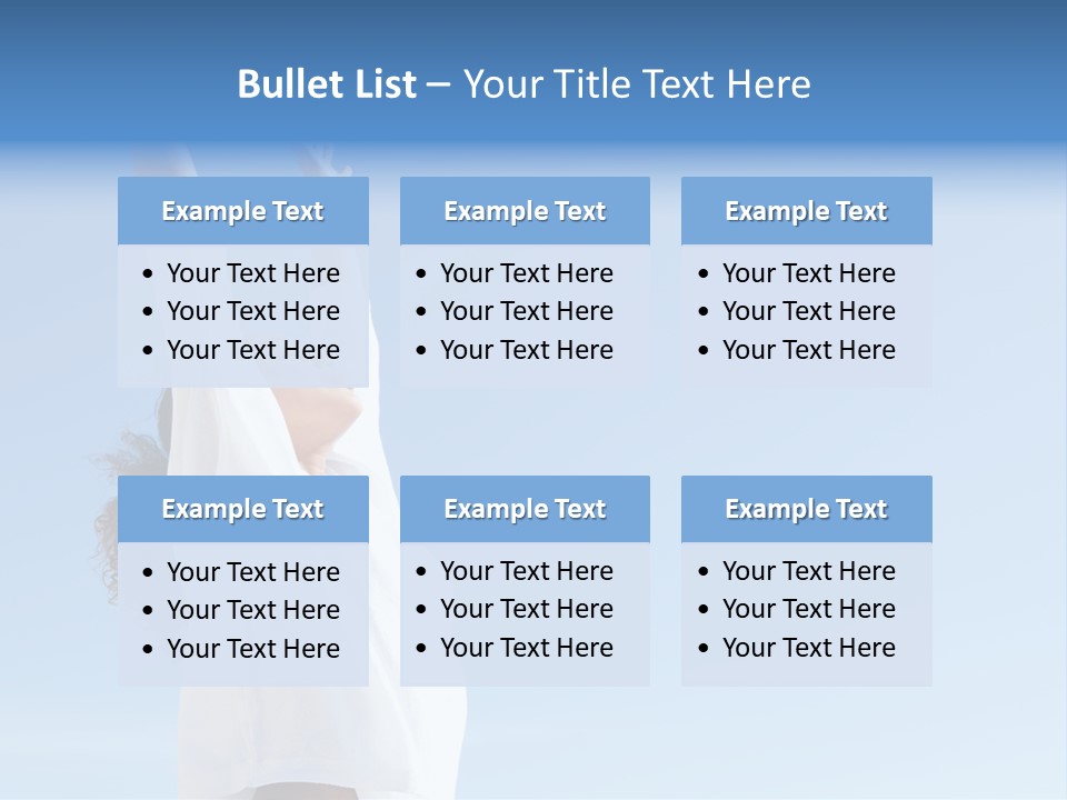 A Woman In A White Shirt Is Reaching Up To The Sky PowerPoint Template