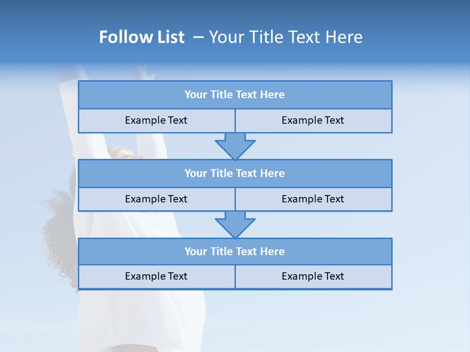 A Woman In A White Shirt Is Reaching Up To The Sky PowerPoint Template