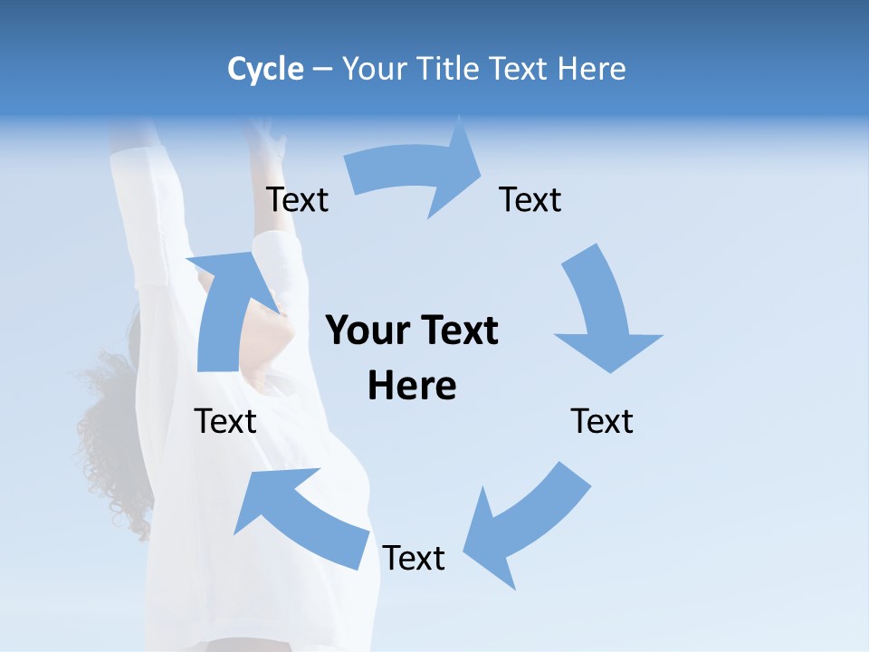 A Woman In A White Shirt Is Reaching Up To The Sky PowerPoint Template