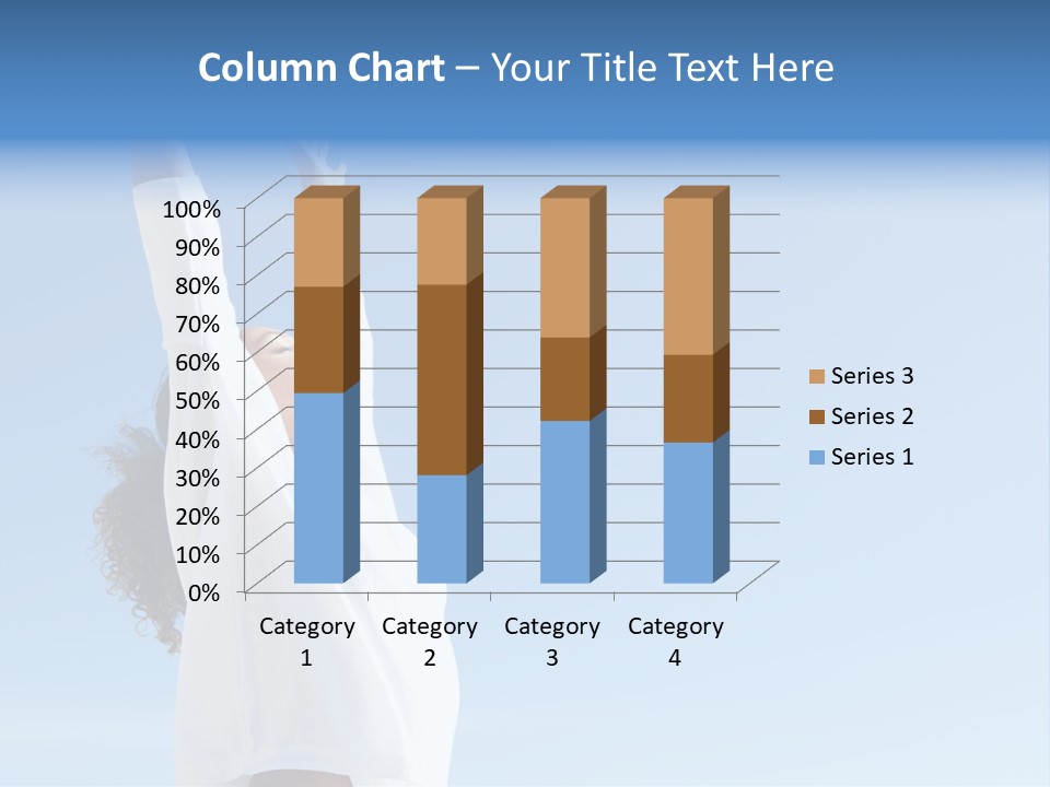 A Woman In A White Shirt Is Reaching Up To The Sky PowerPoint Template