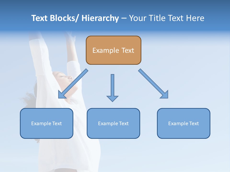 A Woman In A White Shirt Is Reaching Up To The Sky PowerPoint Template