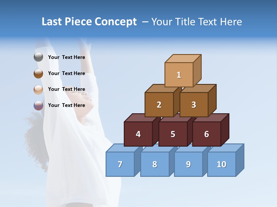 A Woman In A White Shirt Is Reaching Up To The Sky PowerPoint Template