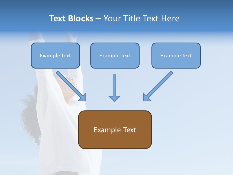 A Woman In A White Shirt Is Reaching Up To The Sky PowerPoint Template