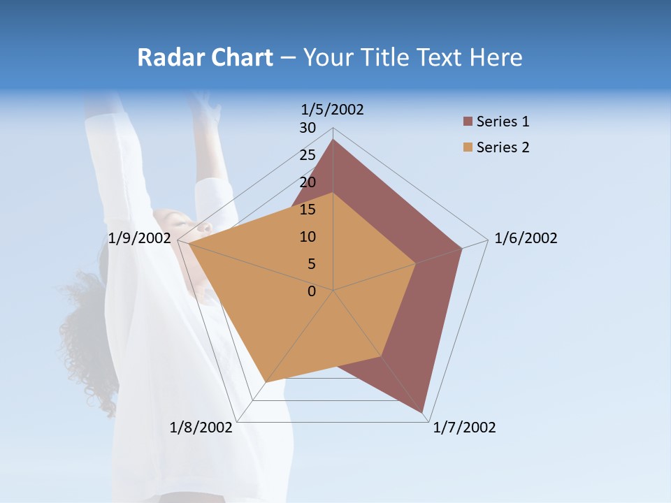 A Woman In A White Shirt Is Reaching Up To The Sky PowerPoint Template