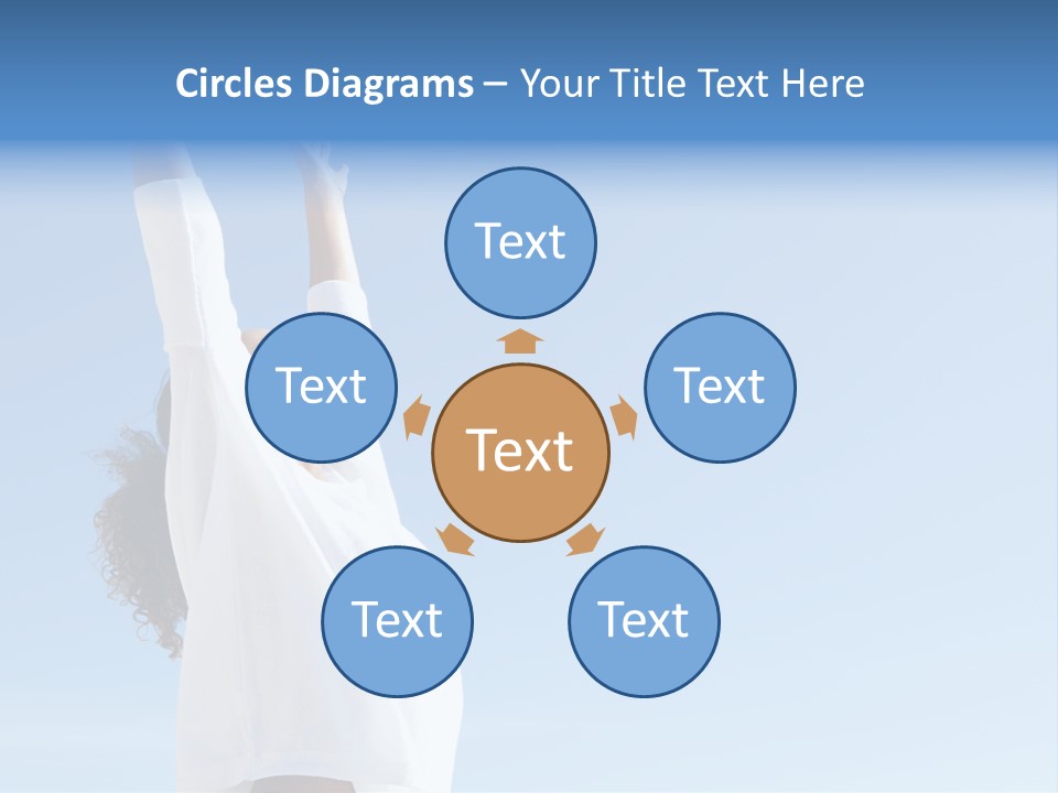 A Woman In A White Shirt Is Reaching Up To The Sky PowerPoint Template