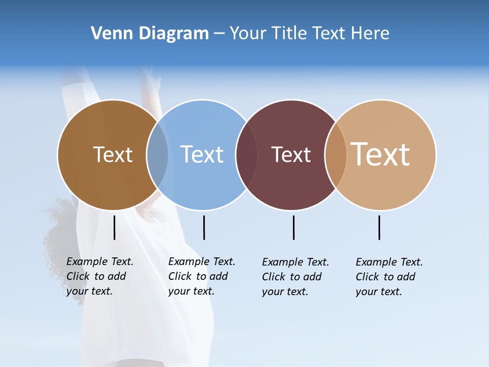 A Woman In A White Shirt Is Reaching Up To The Sky PowerPoint Template