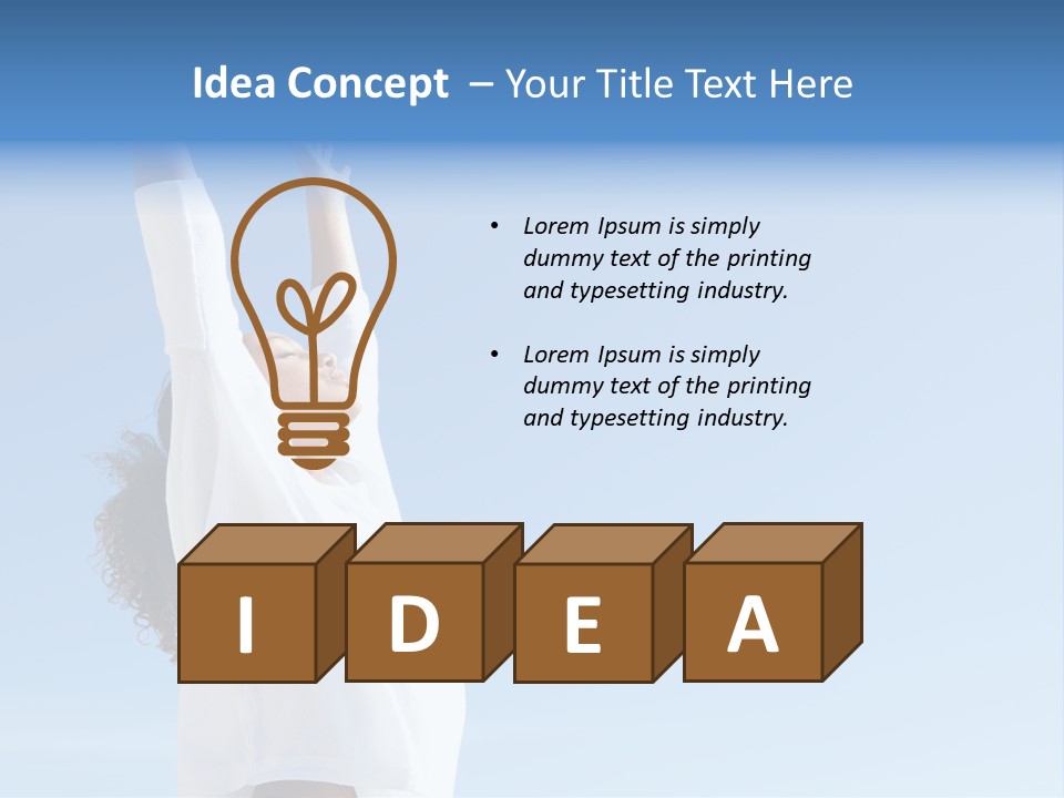 A Woman In A White Shirt Is Reaching Up To The Sky PowerPoint Template