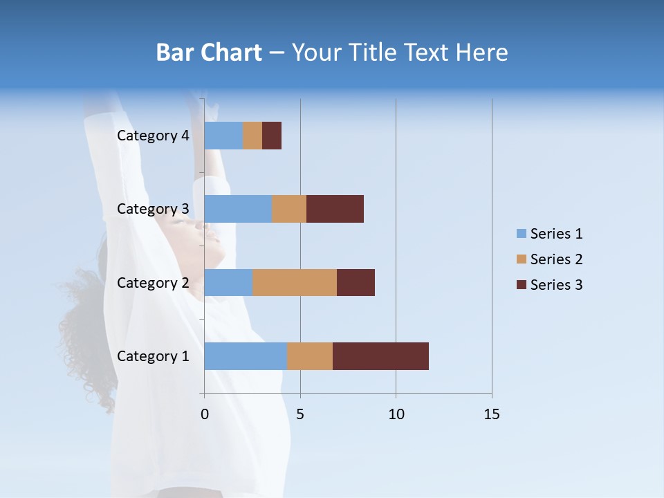 A Woman In A White Shirt Is Reaching Up To The Sky PowerPoint Template