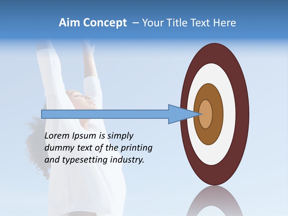 A Woman In A White Shirt Is Reaching Up To The Sky PowerPoint Template