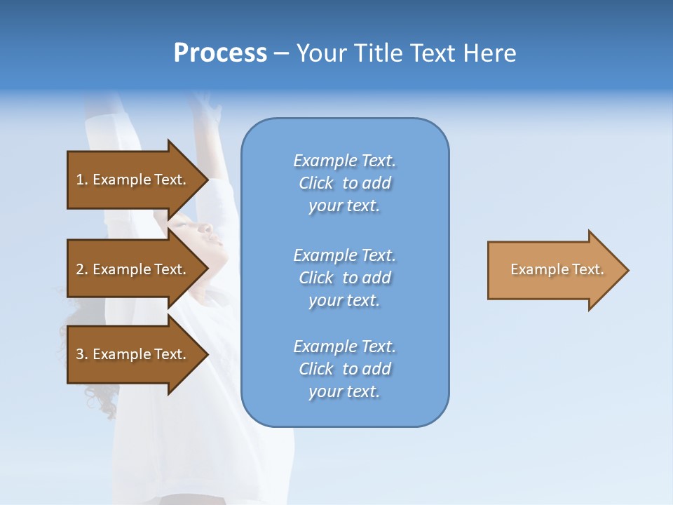 A Woman In A White Shirt Is Reaching Up To The Sky PowerPoint Template