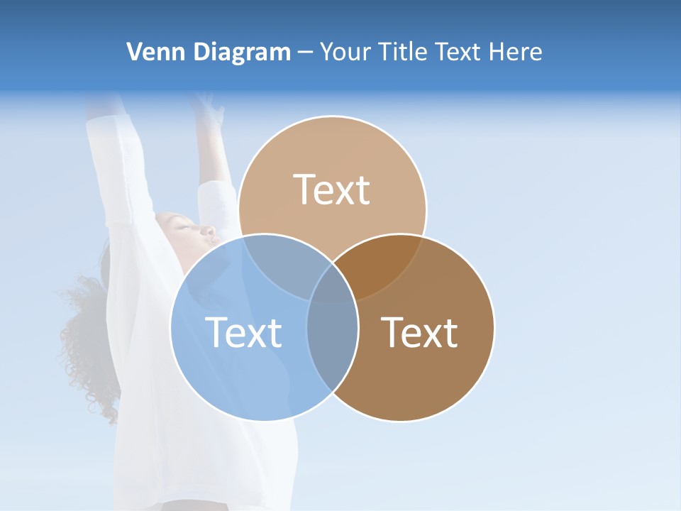A Woman In A White Shirt Is Reaching Up To The Sky PowerPoint Template