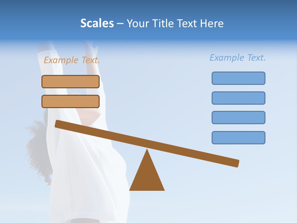 A Woman In A White Shirt Is Reaching Up To The Sky PowerPoint Template