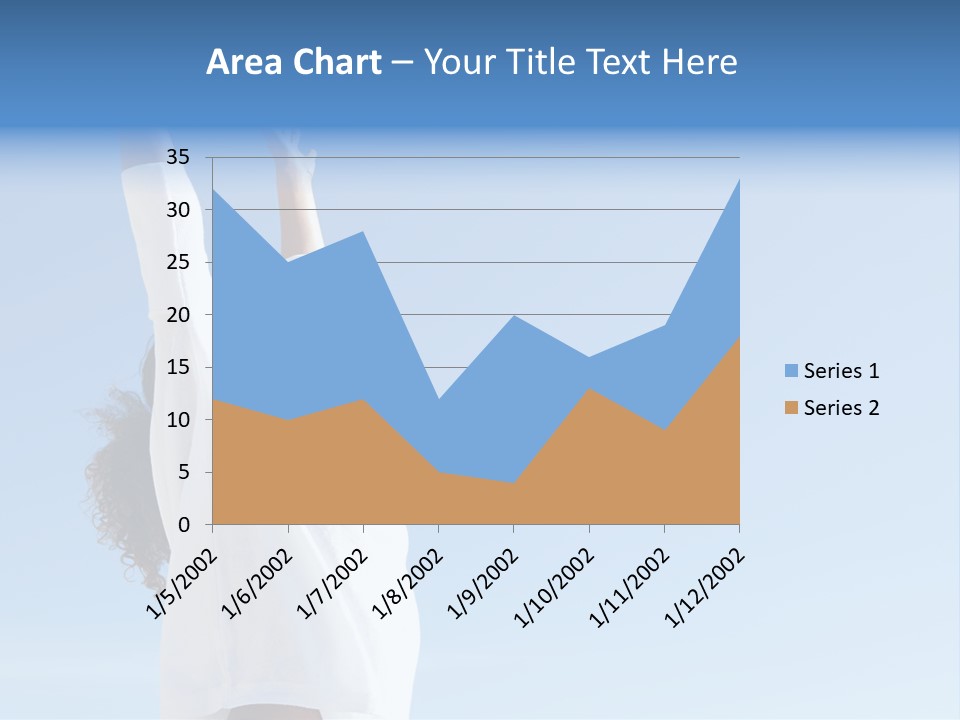 A Woman In A White Shirt Is Reaching Up To The Sky PowerPoint Template