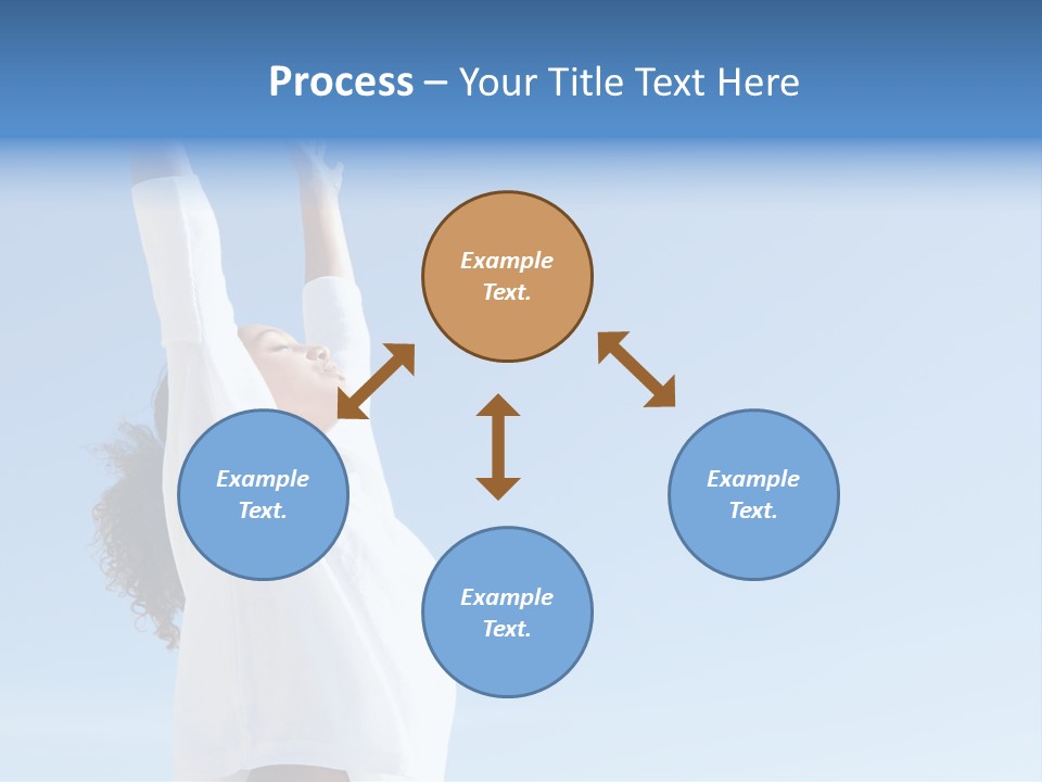 A Woman In A White Shirt Is Reaching Up To The Sky PowerPoint Template