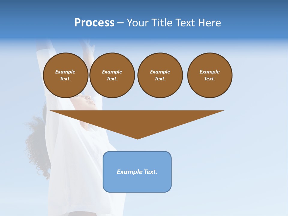 A Woman In A White Shirt Is Reaching Up To The Sky PowerPoint Template