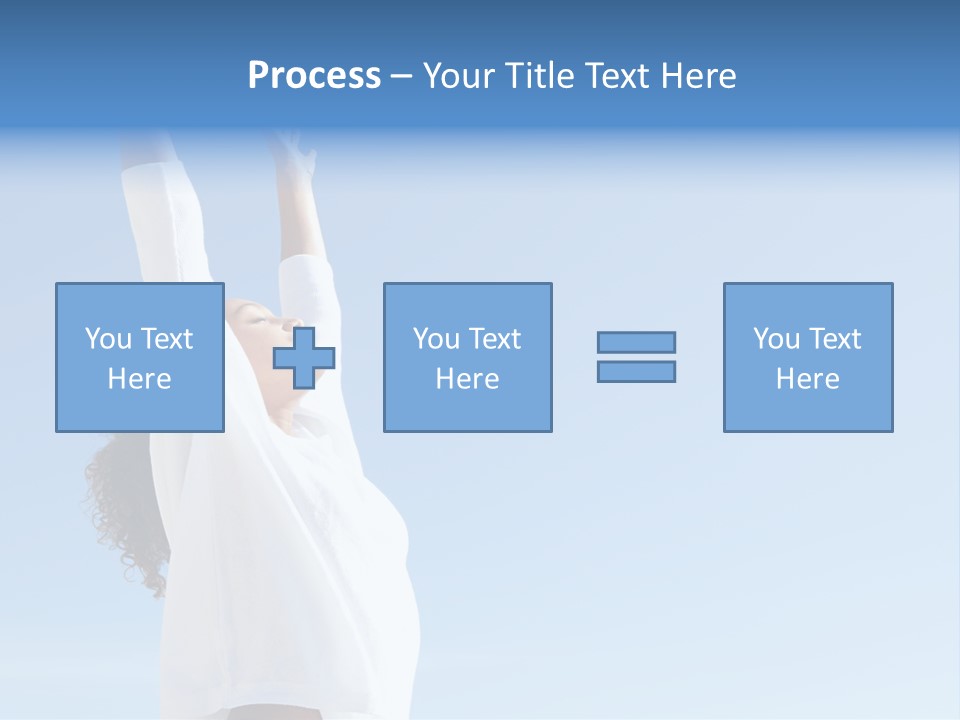 A Woman In A White Shirt Is Reaching Up To The Sky PowerPoint Template