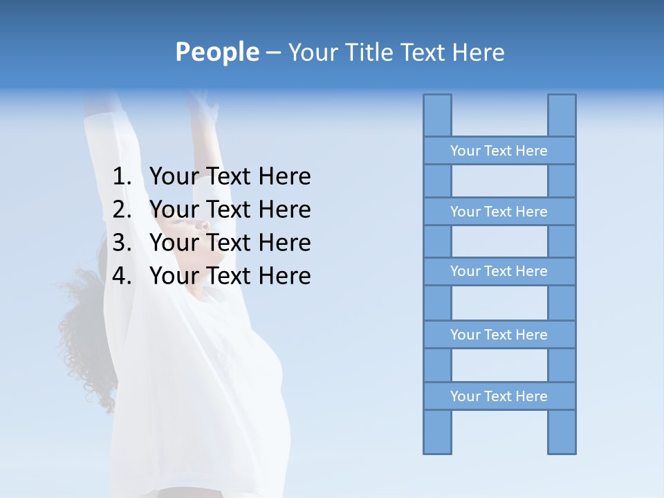 A Woman In A White Shirt Is Reaching Up To The Sky PowerPoint Template