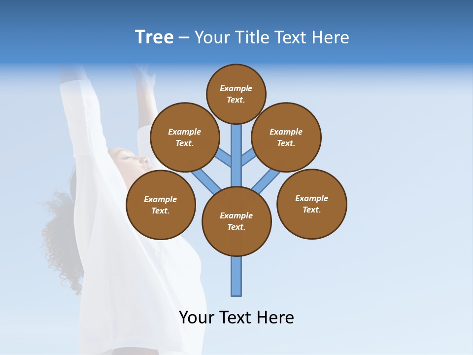 A Woman In A White Shirt Is Reaching Up To The Sky PowerPoint Template