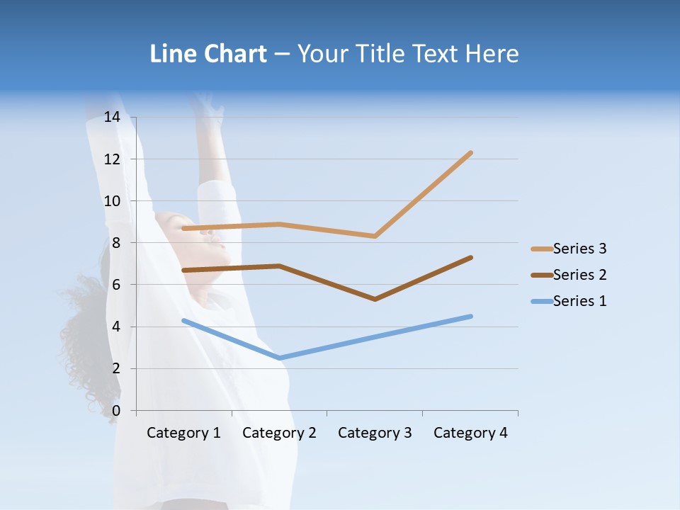 A Woman In A White Shirt Is Reaching Up To The Sky PowerPoint Template