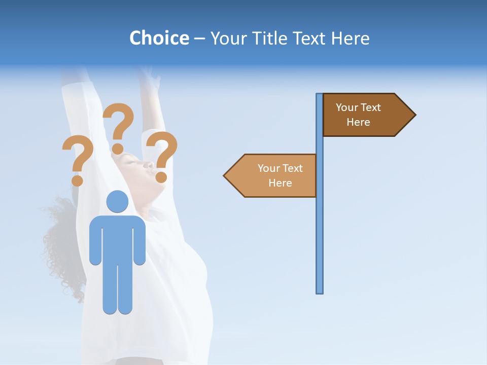 A Woman In A White Shirt Is Reaching Up To The Sky PowerPoint Template