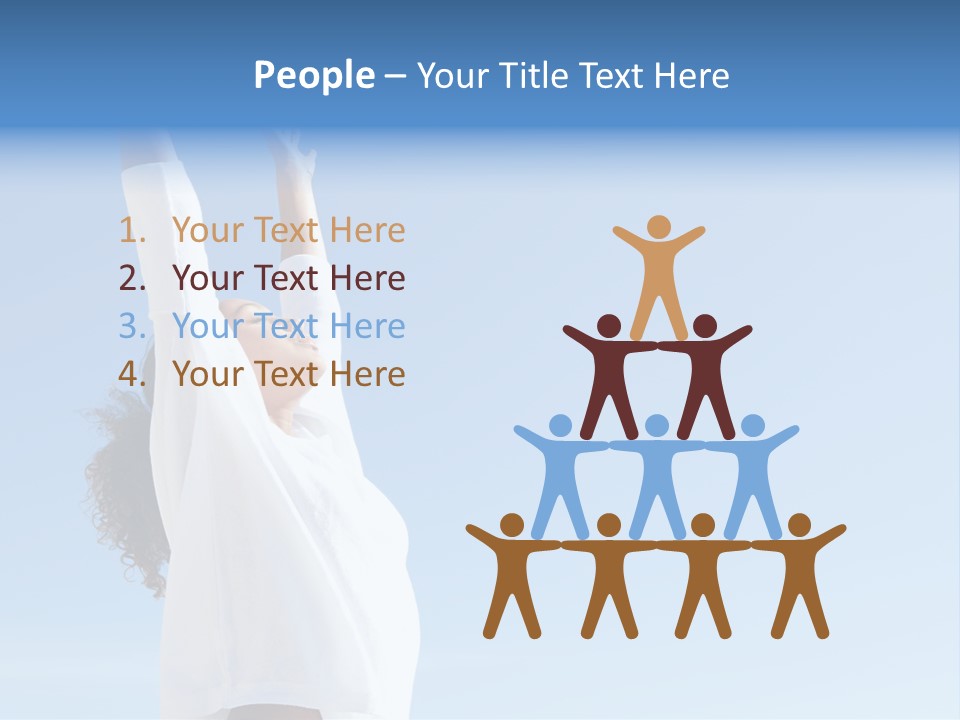 A Woman In A White Shirt Is Reaching Up To The Sky PowerPoint Template