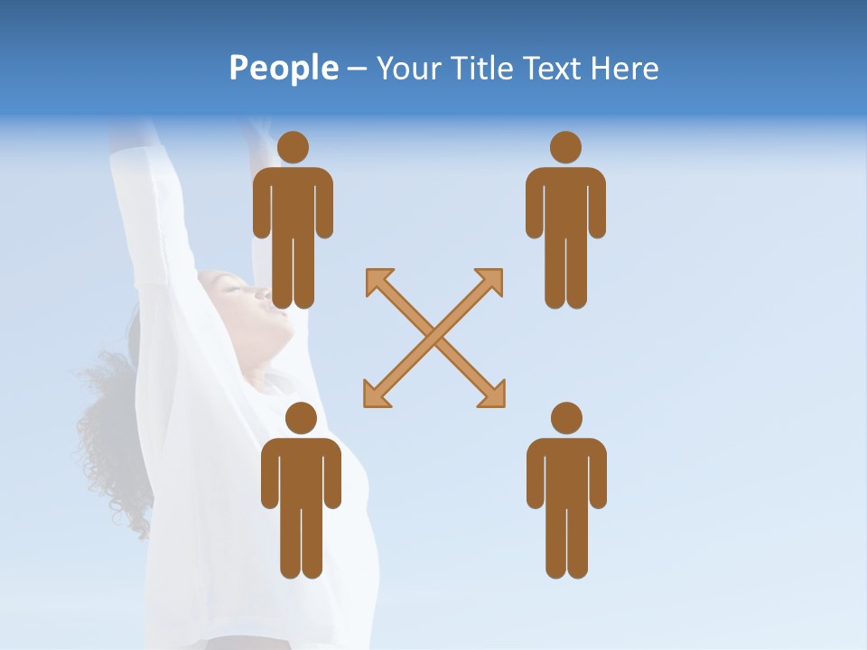 A Woman In A White Shirt Is Reaching Up To The Sky PowerPoint Template