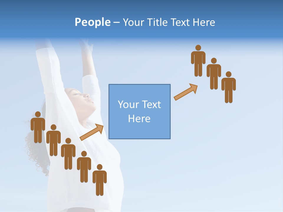 A Woman In A White Shirt Is Reaching Up To The Sky PowerPoint Template