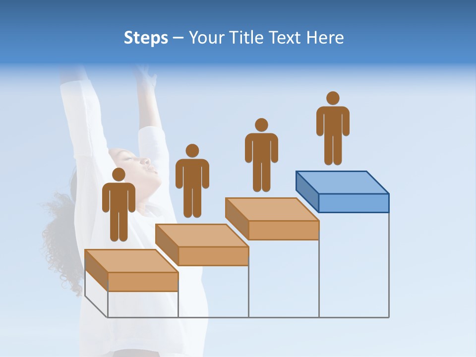 A Woman In A White Shirt Is Reaching Up To The Sky PowerPoint Template