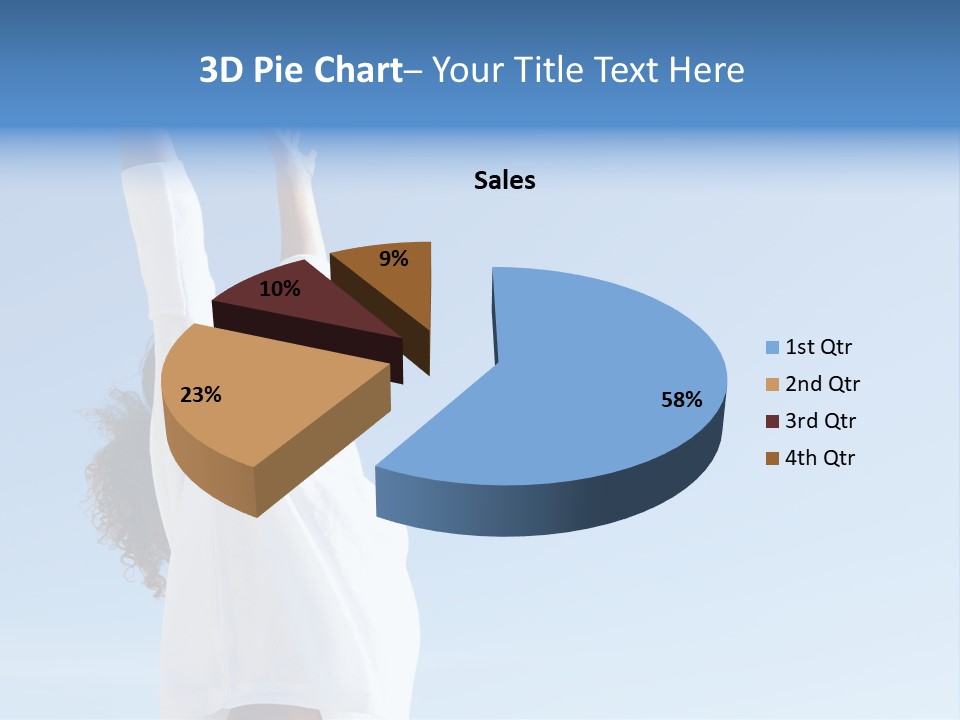 A Woman In A White Shirt Is Reaching Up To The Sky PowerPoint Template