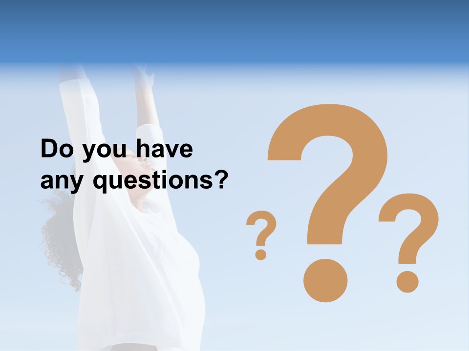 A Woman In A White Shirt Is Reaching Up To The Sky PowerPoint Template