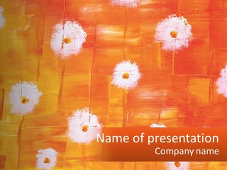 An Orange And Yellow Background With White Flowers PowerPoint Template