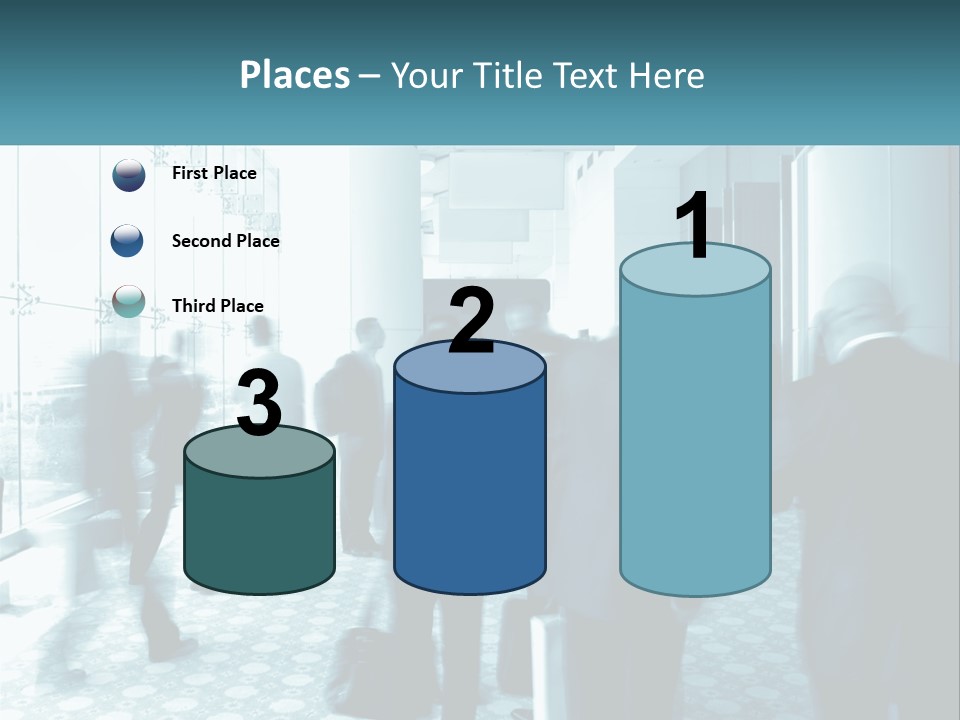 A Group Of People Standing In A Lobby PowerPoint Template
