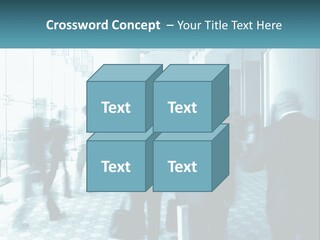 A Group Of People Standing In A Lobby PowerPoint Template